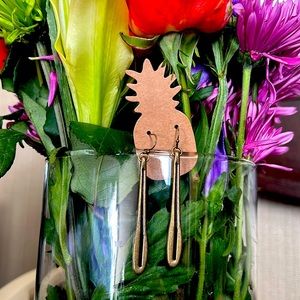 Pretty handmade long  bronze teardrop earring